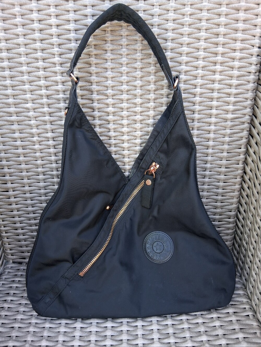 Kipling Black Shoulder Bag with Rose Gold Hardware